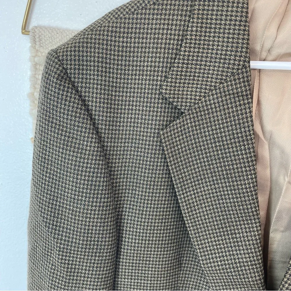 Oscar De La Renta Houndstooth Wool Sport Coat Blazer 44R